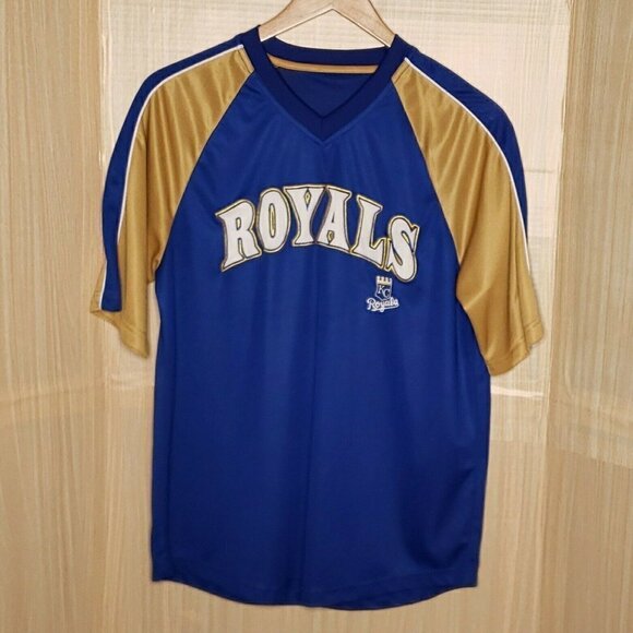 Kansas City Royals Unbranded MLB Mens Short Sleeve Gold Blue Medium - Picture 1 of 4
